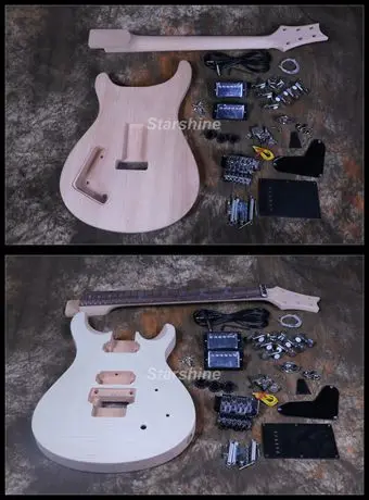 

Starshine DIY Electric Guitar DK-RS90 Guitar Kit Flamed Maple Top S Unfinished Guitar FR Bridge