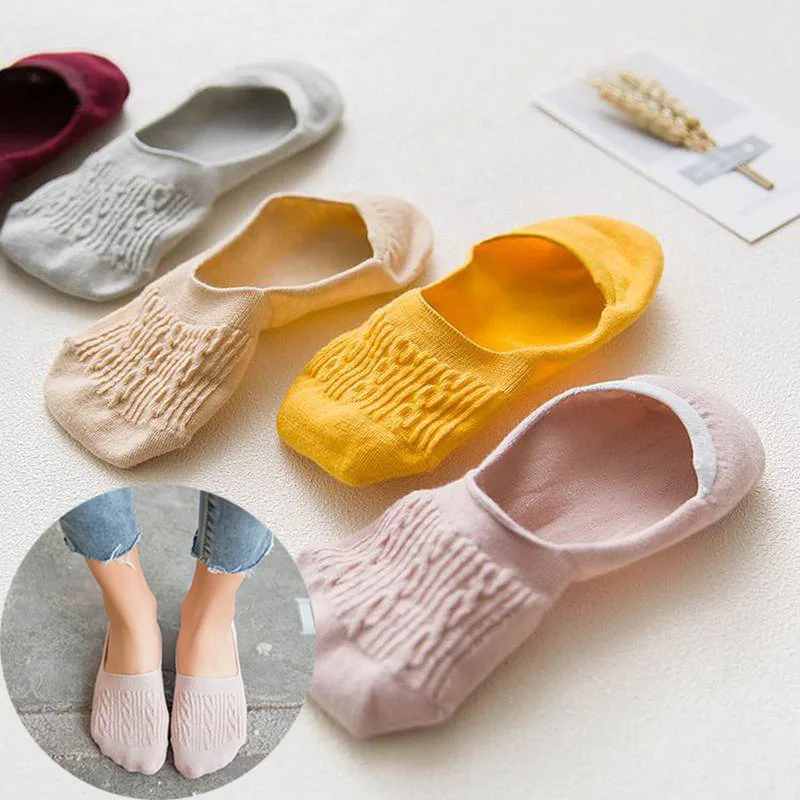 

Women Invisible Socks Solid Color Female Ankle Breathable Low Sock Casual Cotton Non-slip Boat Socks sokken