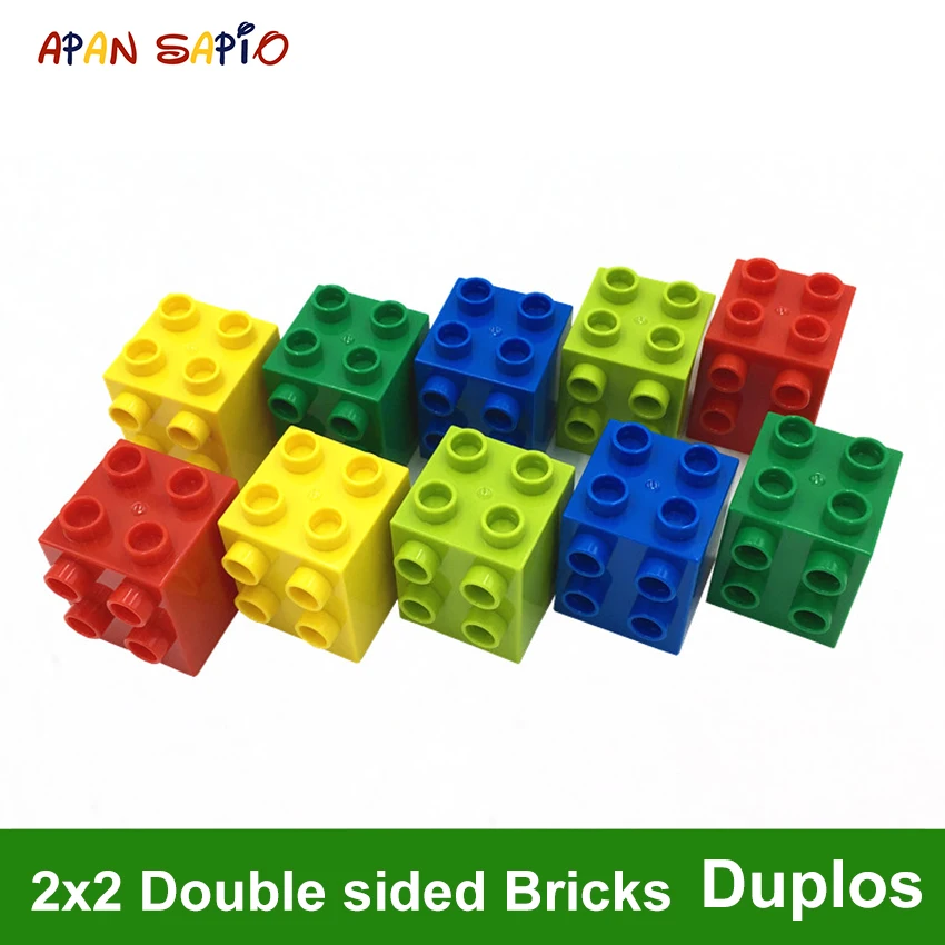 

DIY Building Blocks Double sided Figures Bricks 2x2Dot 8PCS Educational Creative Toys for Children Compatible With Legoe Duplos