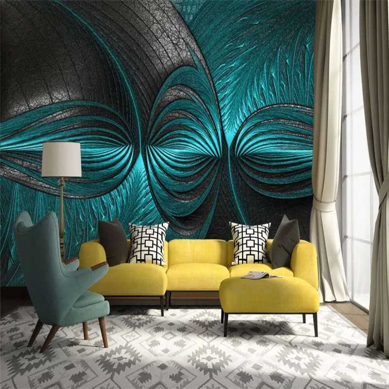 Творческий Бирюзовый гостиная спальня фон стены, занимающихся профессиональным производством росписи оптовая продажа, обои на заказ фото
