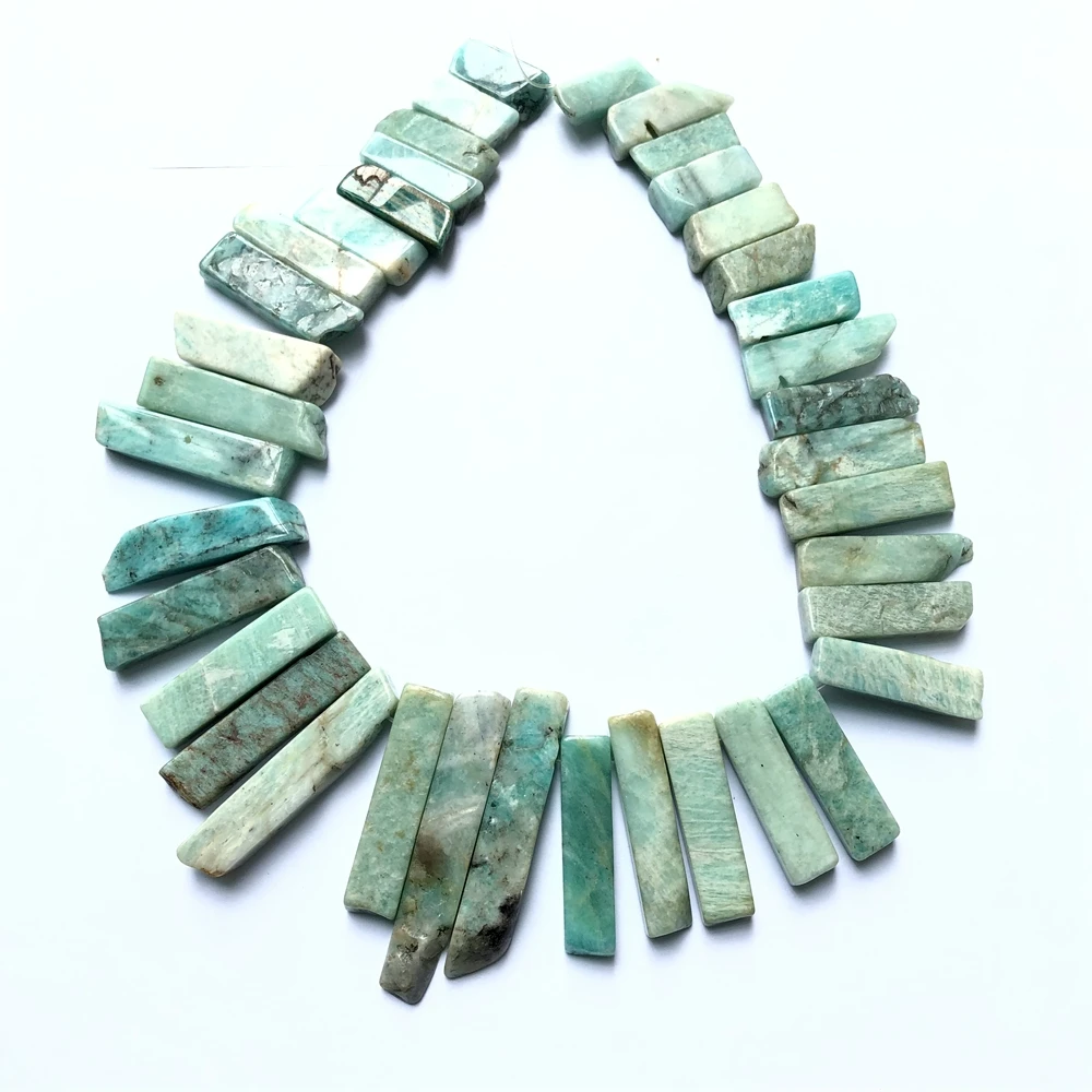 

Worth Buying! 1 Strand 16" Natural Amazonite Gem Beads,20-40mm Long Chip Stone Beads Pendant Necklace Beads For Jewelry Making