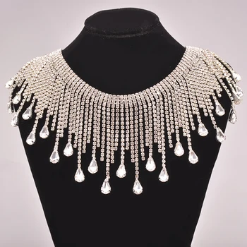 

JUNAO 45cm/lot Sewn Glitter Glass Rhinestone Chain Trim Crystal Fabric Metal Fring Tassel Glass Strass Cord Clothes Decoration