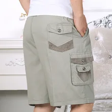 Мужские Короткие хлопковые летние мужские повседневные шорты на молнии с эластичной резинкой на талии Плюс Размер 2XL-4XL мужские свободные прямые рабочие пляжные шорты