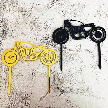 

Motorcycle Happy Birthday Acrylic Cake Topper Gold Motorbike Cake Topper for Wedding Birthday Party Cake Decorations Baby Shower
