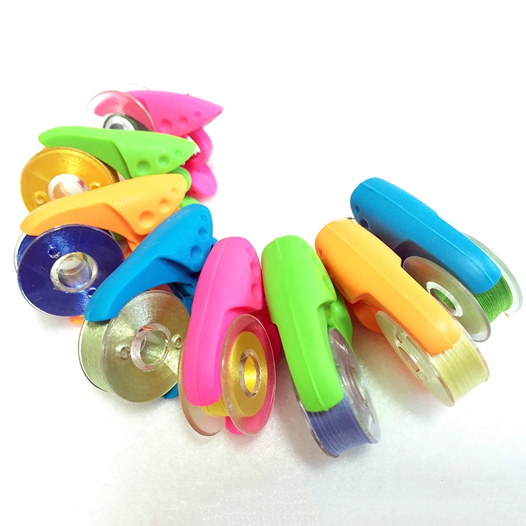 12 Pcs / Pack Bobbin Clips Mini Silicone Sewing Thread Clamp Wire Tool Holder Assorted Colors Mix