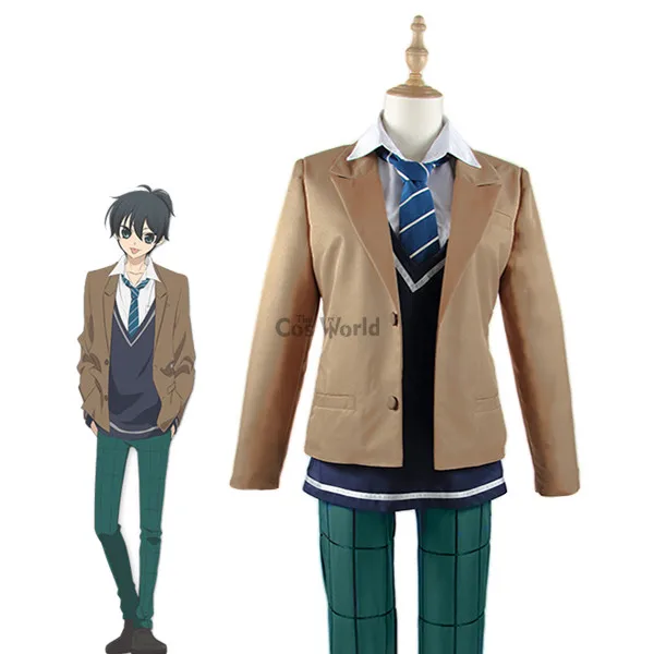 

The Anonymous Noise Yuzuriha Kanade School Uniform Coat Shirt Vest Pants Outfit Anime Cosplay Costumes