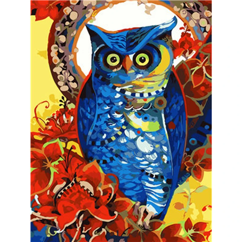 Frameless Vintage Owl DIY Painting By Numbers Acrylic Paint On Canvas