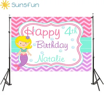 

Sunsfun Photography Background Pink Wave Mermaid Backdrop for Photography Birthday Backdrop Frame Baby Shower Party Decoration