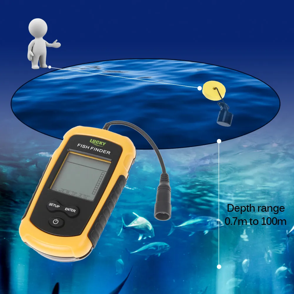 Lucky FF1108-1100M Портативный Sonar ЖК-дисплей рыболокаторы рыбалка с эхолот Рыбалка Finder электронный рыболовные снасти
