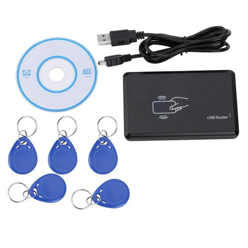 

RFID 125Khz EM4305 T5577 Card Reader/Writer Copier/Writer Programmer + 5pcs Writable Blue Token Tags