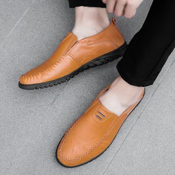 

Men Casual Driving Shoes 2018 Men Leather Loafers Shoes Fashion Vulcanize Shoes Soft Moccasins Flats Outdoor Zapatillas Hombre