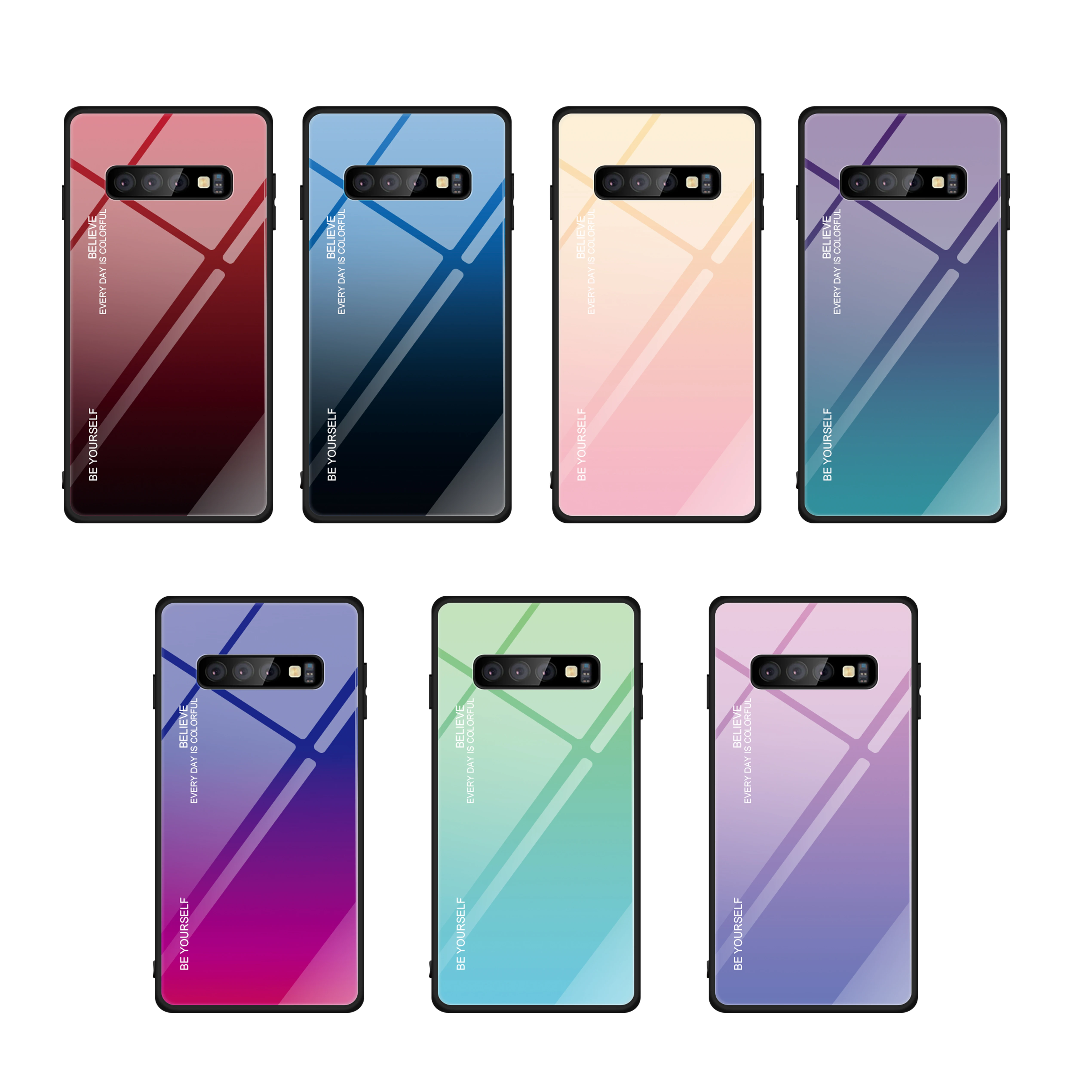 Чехол из закаленного стекла для Samsung Galaxy S8 Plus S9 S10 S10e Aurora разноцветный чехол |