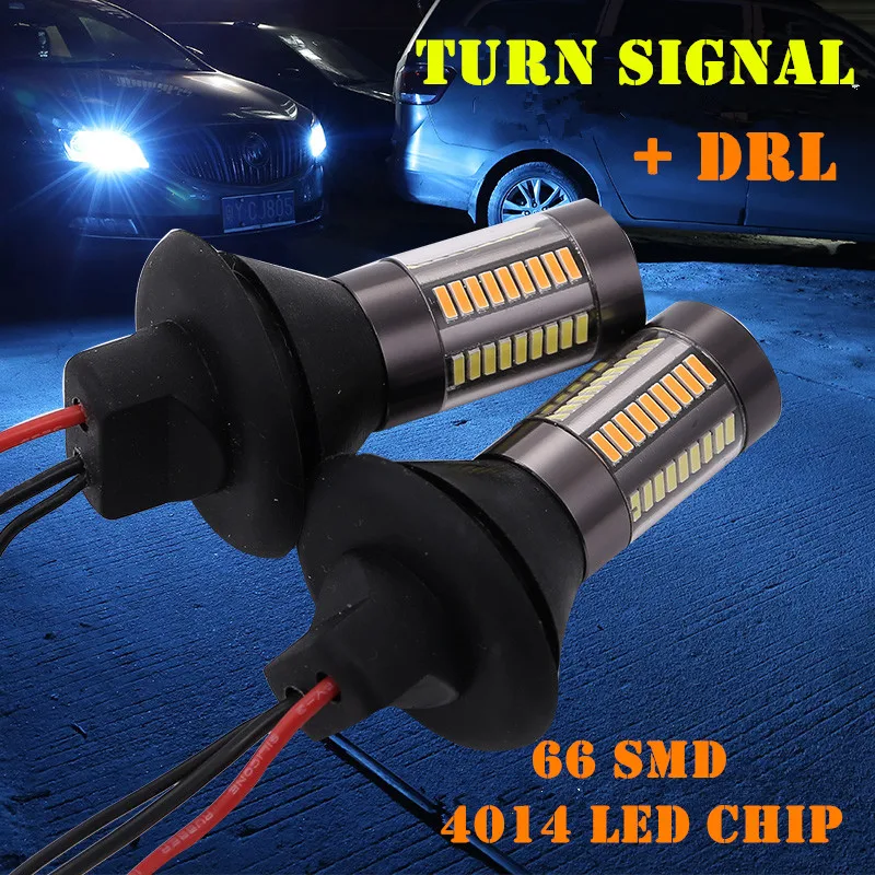 

2PC 1156 Ba15s P21W/Bau15s PY21W/T20 7440 LED Bulb No Hyper Flash/No Error Amber Switchback Turn Signal Light DRL Kit