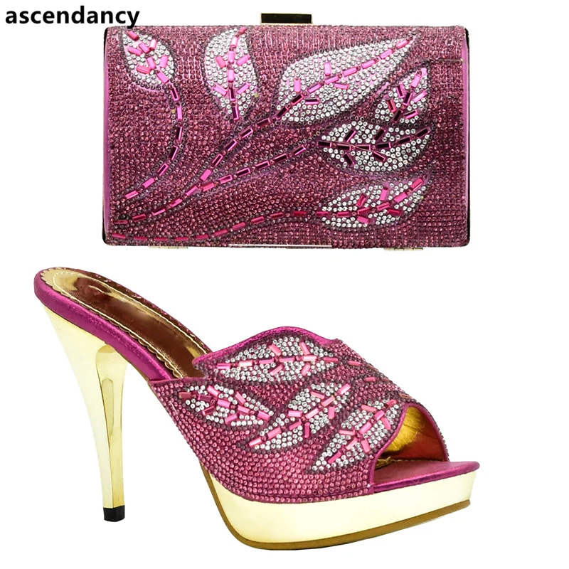 

Italian Shoes with Matching Bags Shoes and Bag Set African Sets 2018 Shoes with Rhinestones African Wedding Shoes with Bag Sets