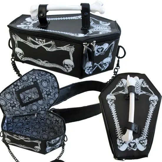 JIEROTYX Skulls Bats Design Womens Bags Handbags Crossbody Bags Girls Shoulder Messenger Bag Female Black Punk Gothic Drop Ship - Цвет: white