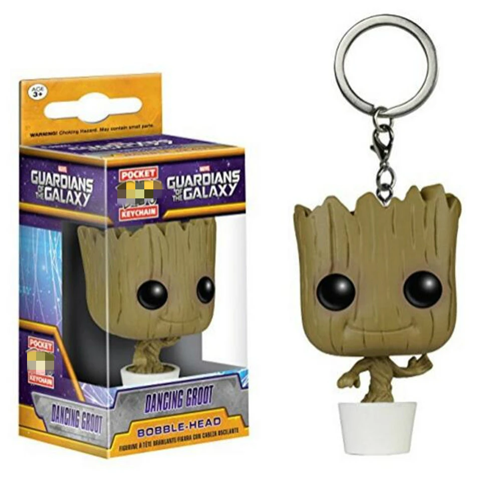 Funkos Pops Action брелок в виде фигуры капитан США Железный человек Человек-паук Wonderwoman Groot брелок Дэдпул Funkos Pops брелок игрушки - Цвет: Groot