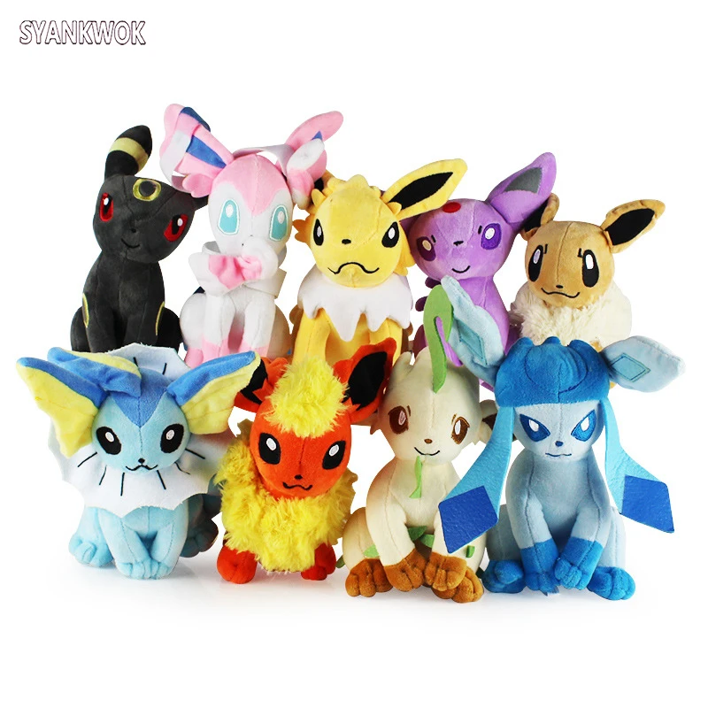9 шт./лот 20 23 см карманная плюшевая кукла с животными Eevee Espeon Jolteon Umbreon vaporon Flareon leaceon