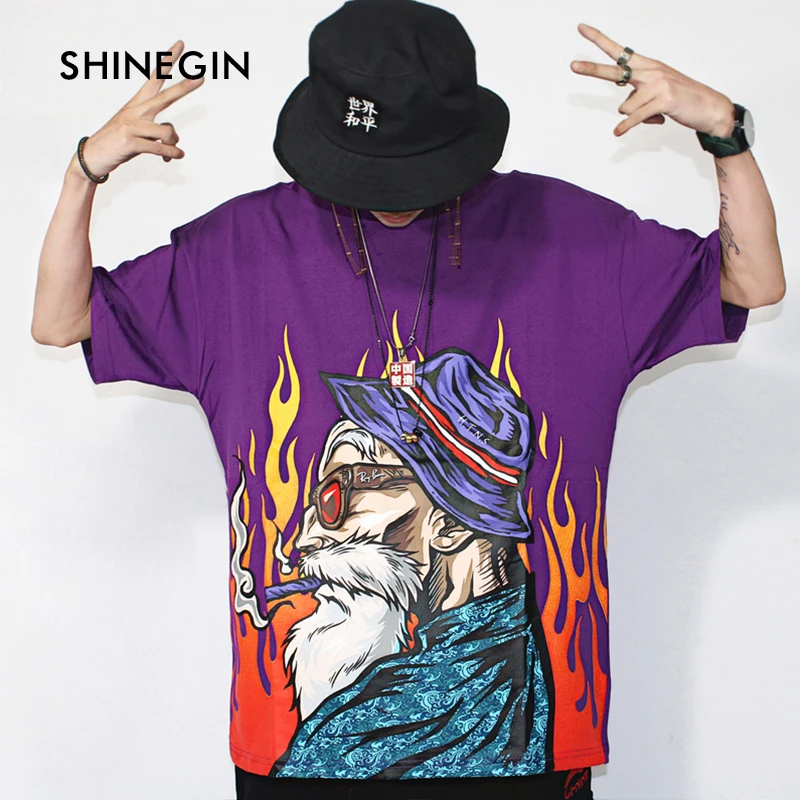 

SHINEGIN Master Roshi T-shirt Streetwear Men Harajuku Hip Hop Casual Short Sleeve Funny Top Tees Multi-colour Male Tshirts 125S