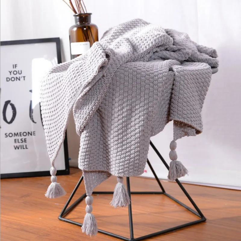 

Fashion decorative cape blanket Sofa Blanket cobertor Spring/Autumn summer decoration carpet sofa tassel knitted blanket for hom