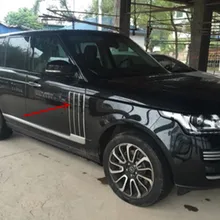 Lado Guardabarros Puerta Salidas de Aire Kit de Ajuste Negro línea de Cromo Para Land Rover Range Rover 2014 2015 2016
