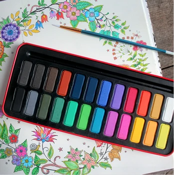 

New hot 2016 12/18/24/ colors solid color transparent watercolor painting watercolor portable kit free shipping