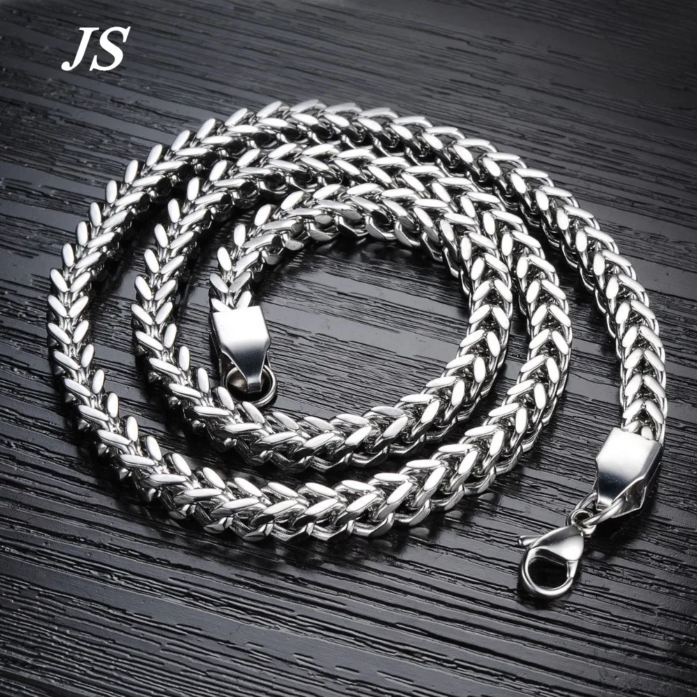 JS Hip Hop 6mm Thick Heavy Silver Gold Titanium Neck Necklace Men
