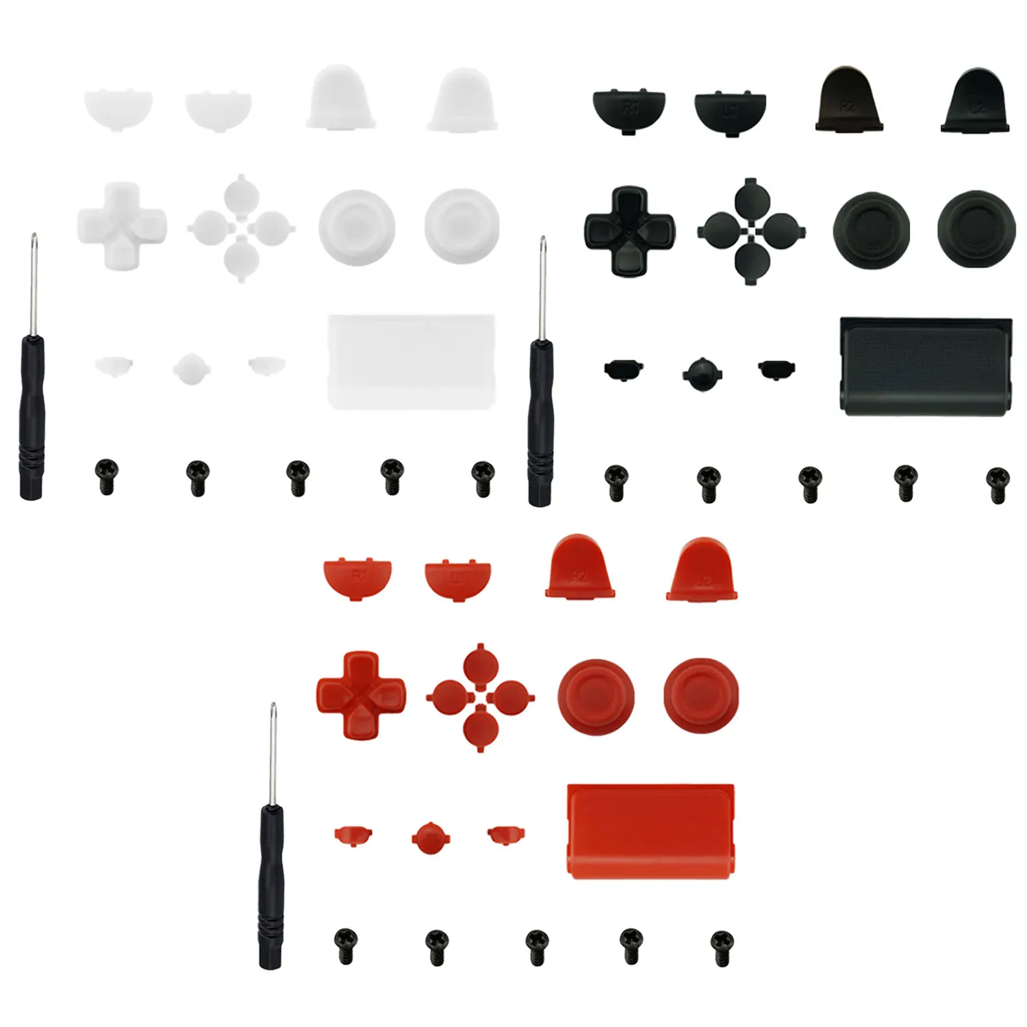 

Bevigac 21pcs Controller Replacement Parts Kit Including Touch Pad Thumbsticks Dpad Home Full Buttons for Sony PS4 PS 4 Slim