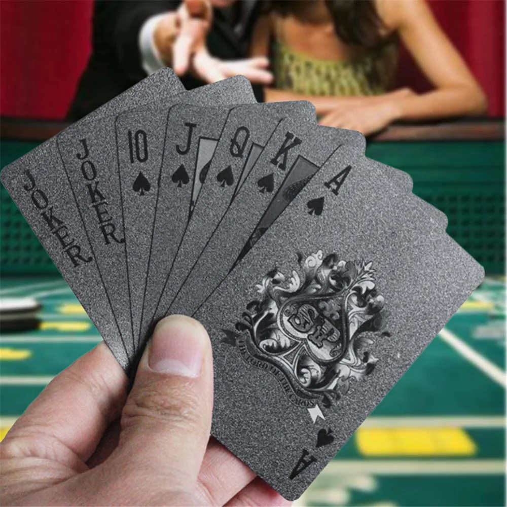 

Black Matte Plastic Poker Cards PET Waterproof Playing Cards Table Games Wedding Small Gifts Festival Decorations for Customers