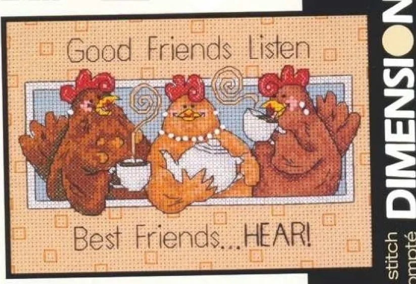 

Top Quality Lovely Counted Cross Stitch Kit Good Friends Listen Best Friends Hear DIM 65079