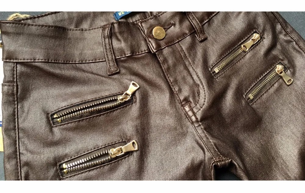 New Fashion Women's Brown Low-waist Elastic Pencil Pants Trousers Sexy Tight PU Coating imitate Leather Pants with Plus Size (15)