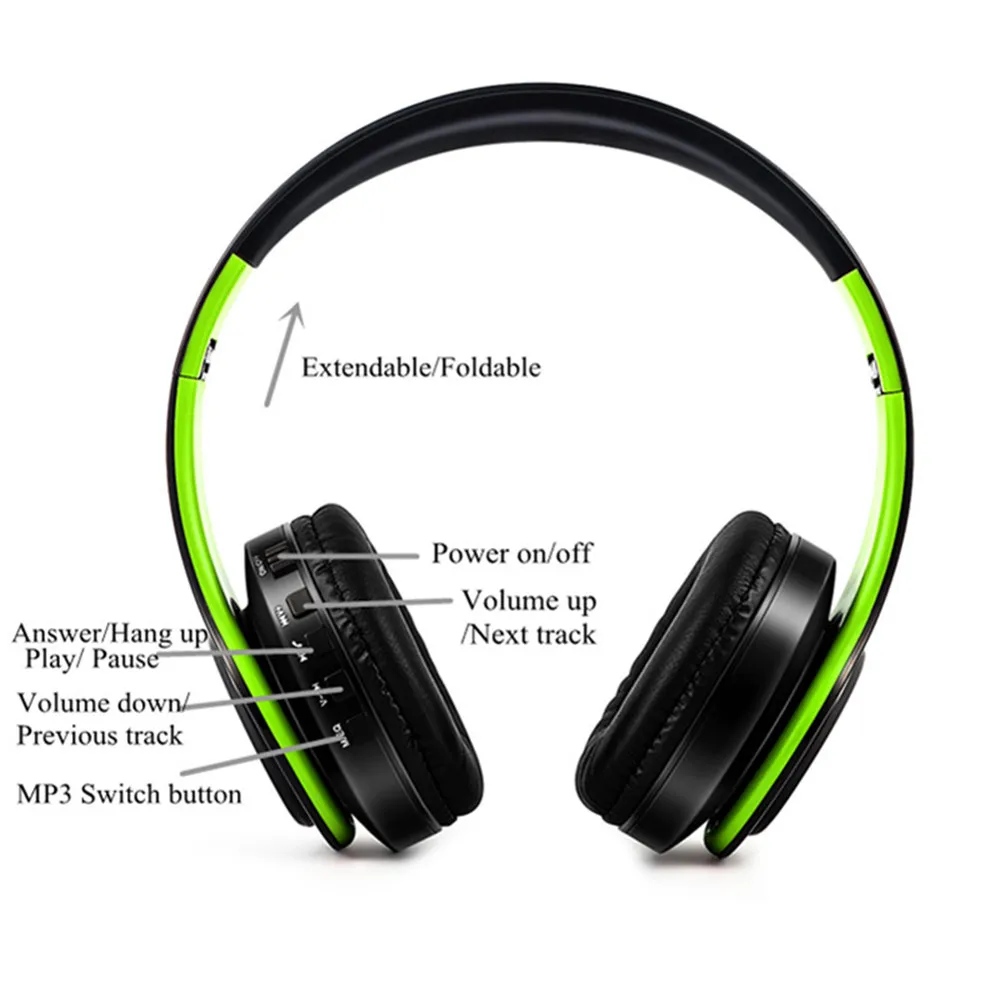 Беспроводные наушники Bluetooth гарнитура складные наушники стерео музыка регулируемые наушники с микрофоном для ПК мобильного телефона