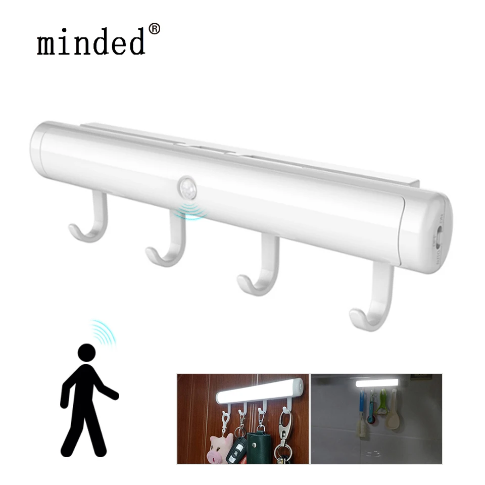 

Portable Wardrobe Closet Kitchen LED Under Cabinet Light Motion Sensor Led Bar Cabinet Light Wall lamp Emergency Lamp with Hooks