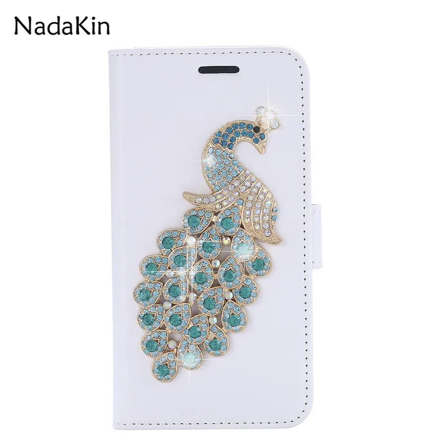 

Jewelled Peacock Fox Case Rabbbit Fur Wallet Flip Cover for Motorola Moto G5 X4 E4 E5 Play G6 Plus EU US Version Card Holder