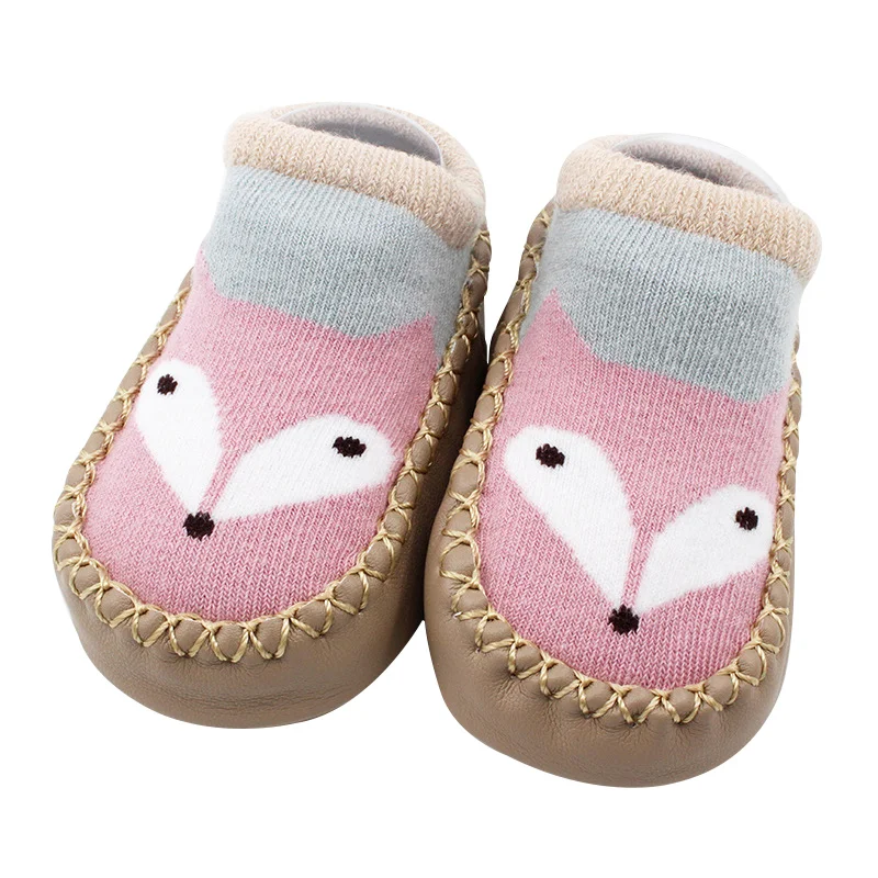 1 Pair Cartoon Shoe Socks For Baby Combed Cotton Anti Slip Floor Socks Leather Sole Towel Socks For Kids Infant Home Slippers (6)