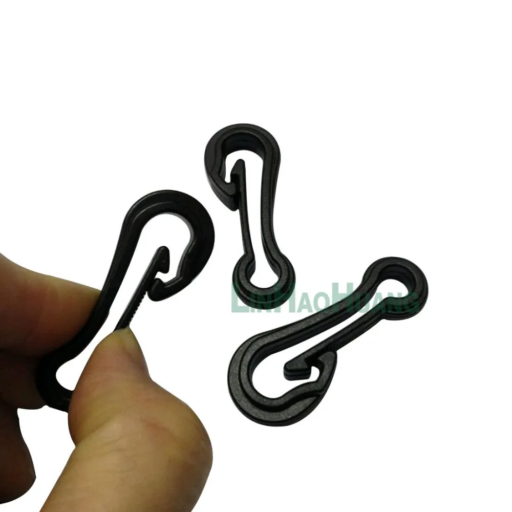 50pcs/lot black POM plastic snap clip hooks carabiner paracord strap buckles hook free shipping | Дом и сад