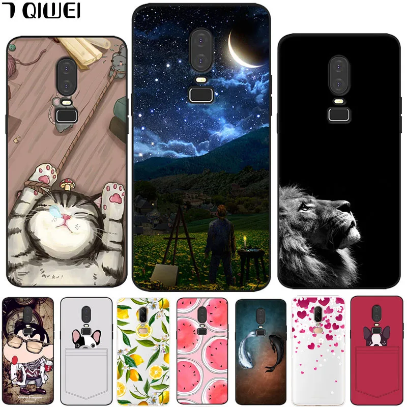 

For Oneplus 6 Case Oneplus6 6.28 inch Wolf Cartoon Soft Silicone Case For One Plus 6 1+6 Cover TPU Full Protection Back Fundas
