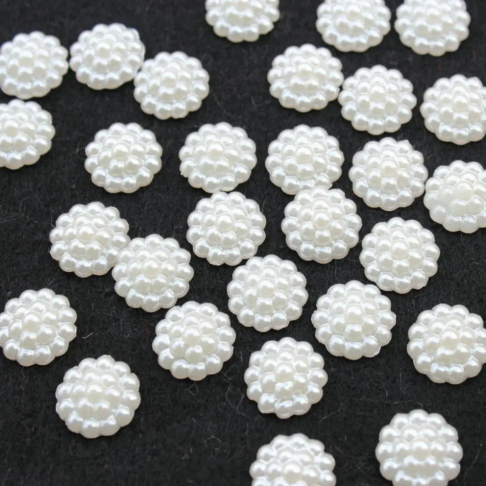 

800pcs little dotted ivory/cream acrylic pearlized flower beads decoden deco diy 14mm D25