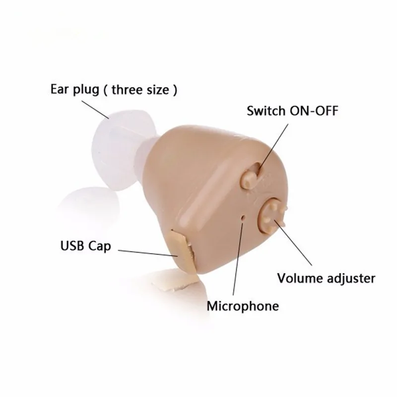 Top Quality Ear Hearing Aid New Rechargeable ITE Portable Earphone In