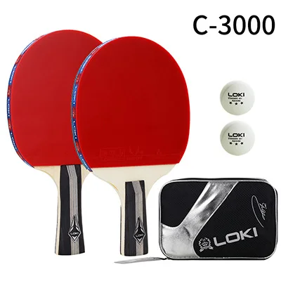 LOKI C3000 Настольный комплект теннисных ракеток 2 шт. тренировочная ракетка для пинг-понга Любительская ракетка Pingpong с 2 шариками и сумкой - Цвет: FLx1 CSx1