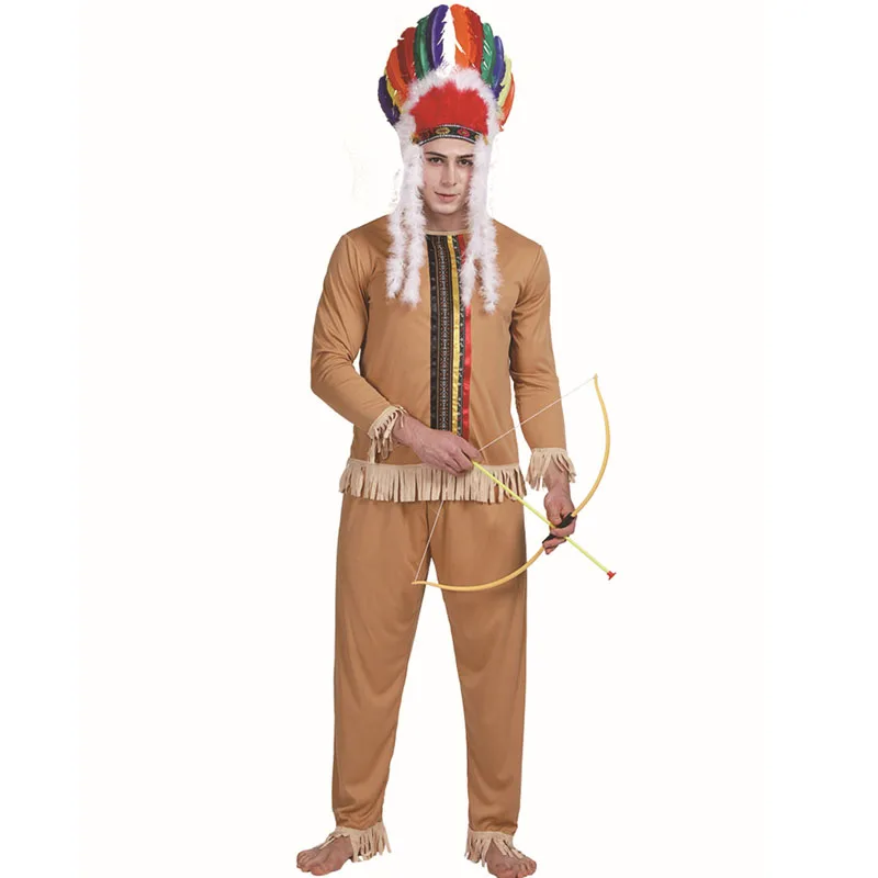 

H&ZY Carnival Indian Tribe Man Primitive Native American Costume Adult Party Male Cosplay Fancy Dress Outfits Halloween Costumes
