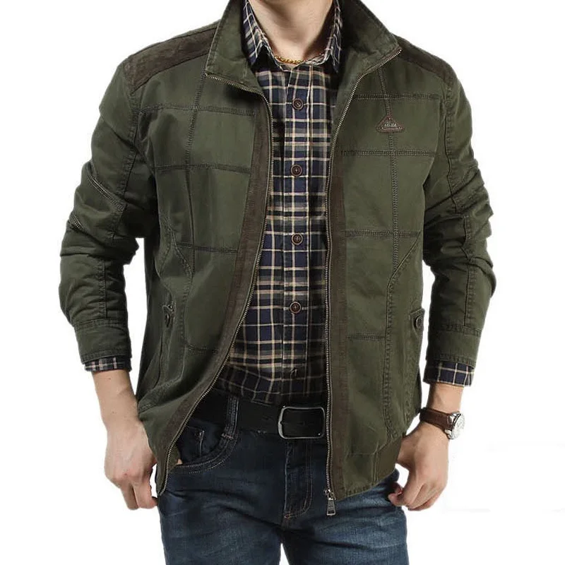 Khaki Army 2 colors Plus Size 4XL High Quality Cotton Military Bomber