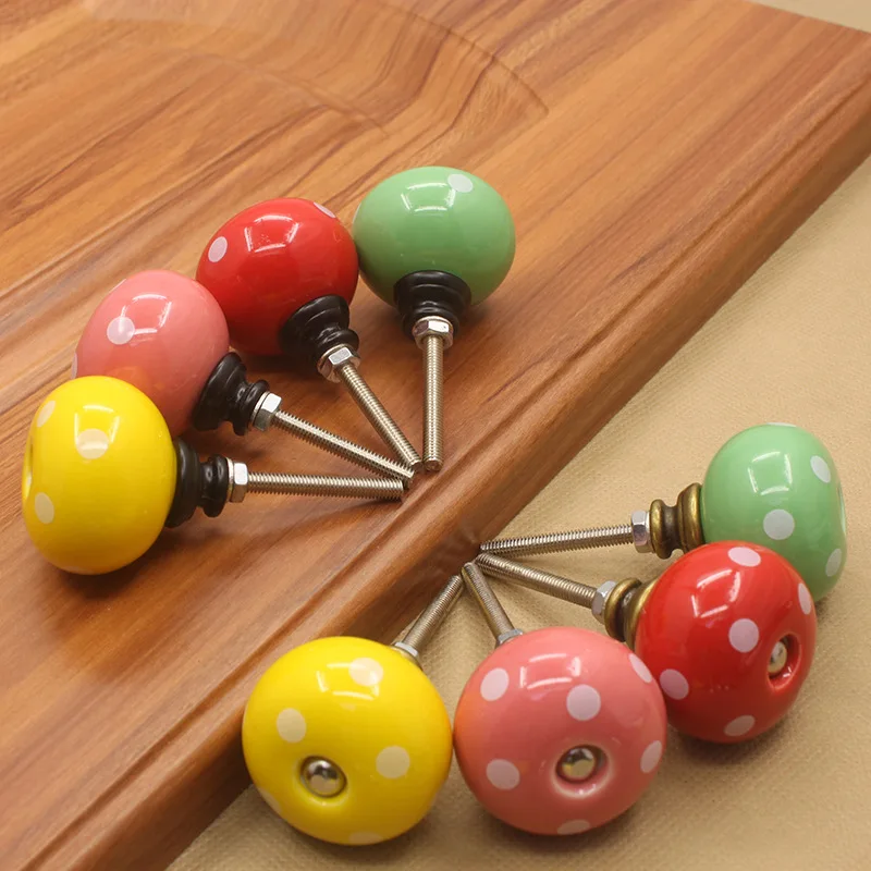 

4PCS/SET Candy Series Round Ceramic Knob Kitchen Handles Drawer Cabinet Pulls Closet Cupboard Door Pull Handles Knobs&Screw