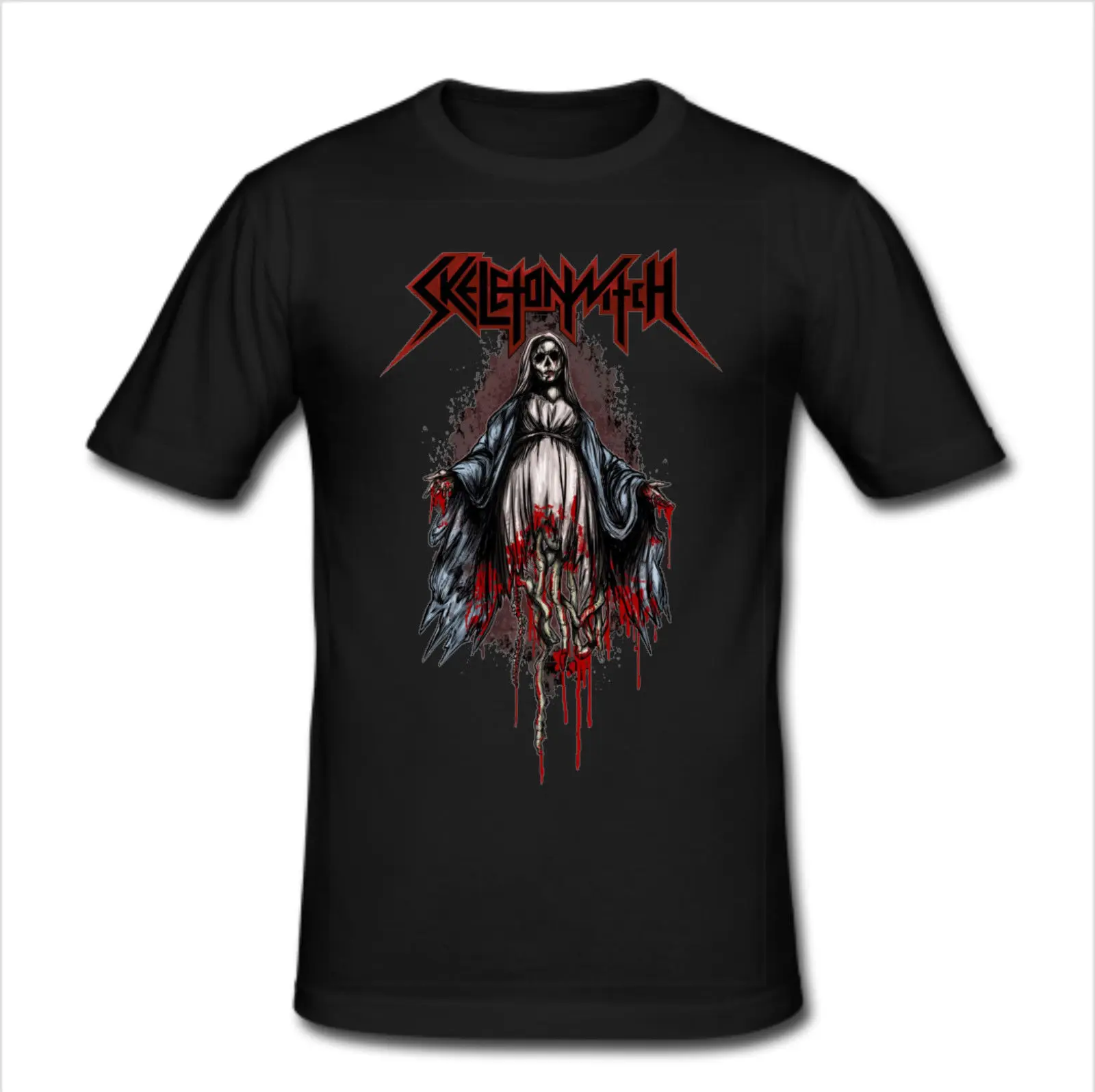 Мужская облегающая футболка Размер S M L XL 2XL 3XL-Skeletonwitch металлическая полоса