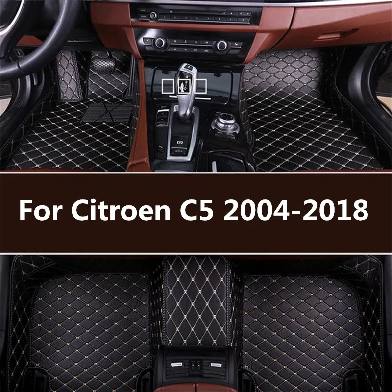 

leather car floor mats for Citroen C5 2007-2013 2014 2015 2016 2017 2018 Custom foot Pads automobile carpet car covers