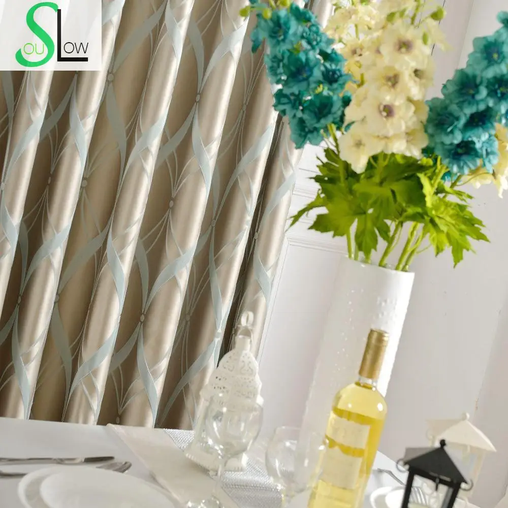 High Quality Precision Jacquard Curtain French Window Geometric Kitchen