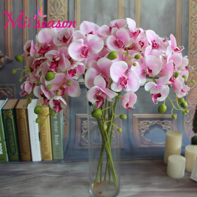 

Colorfull Phalaenopsis Artificial Flower 10 pcs/lot Silk Flowers 78cm Long Fake Flower for Wedding and Home Decoration