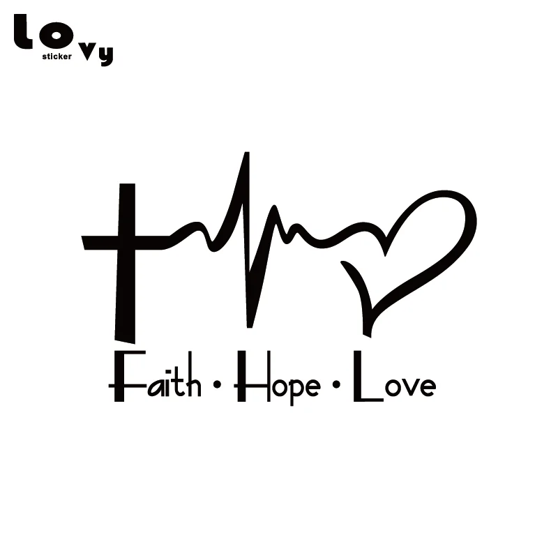 Виниловый стикер для автомобиля Faith Hope Love с изображением Иисуса из мультфильма