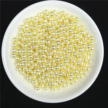 

2.5/3/4/5/6/8mm Lemon Yellow ABS Pearls Round Acrylic Imitation Pearl Beads for Jewelry Making /Nail Art /Phone Decorate