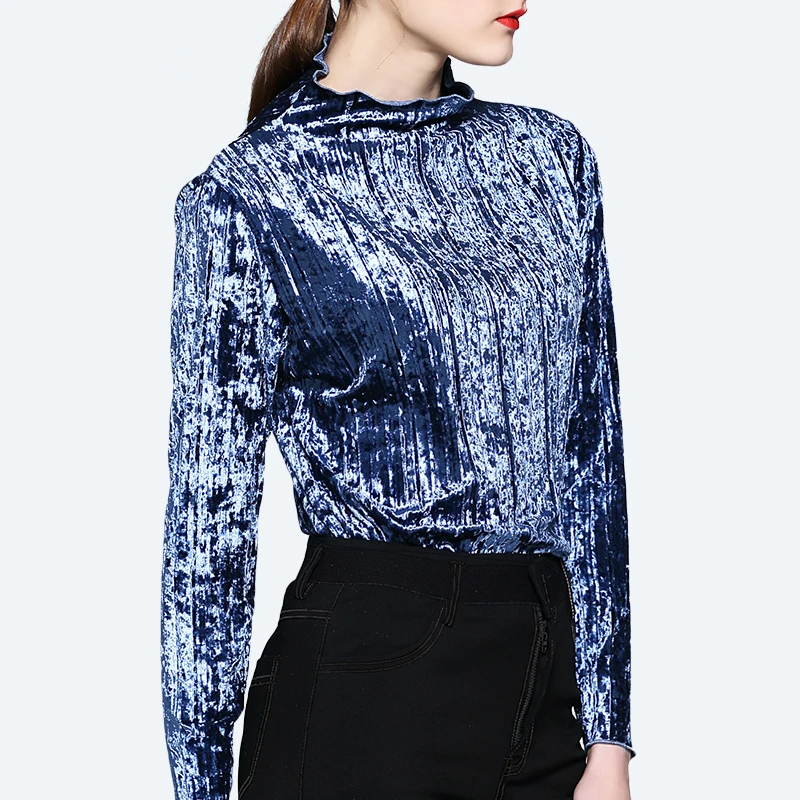 

Women T-shirt Retro T-shirts Bottoming Basic Tee Tops 2019 New Velour Turtle Neck Long Sleeve Women T Shirts Plus Size D126