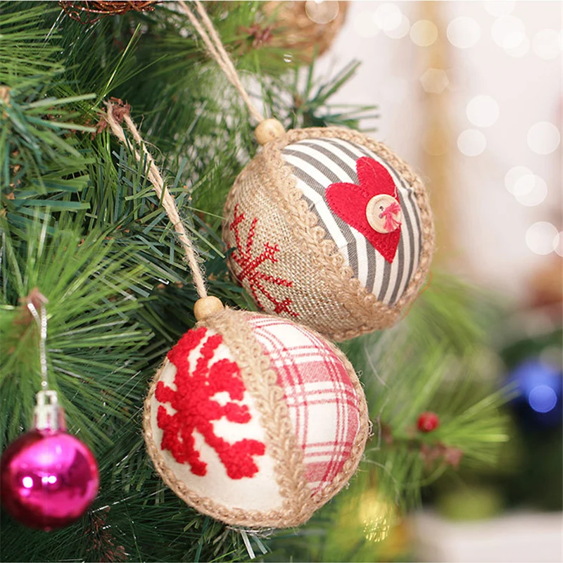 2PCS A Set Hand Made Cotton Ball Christmas Drop Decoration Christmas